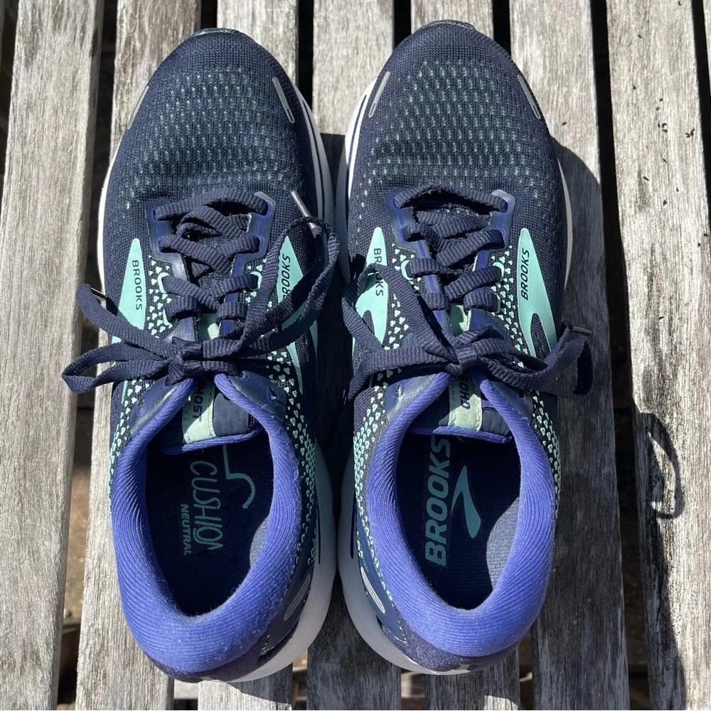 Brooks Women’s Ghost 14 Sneakers 8 Blue Teal Running Fitness Neutral Medium‎
